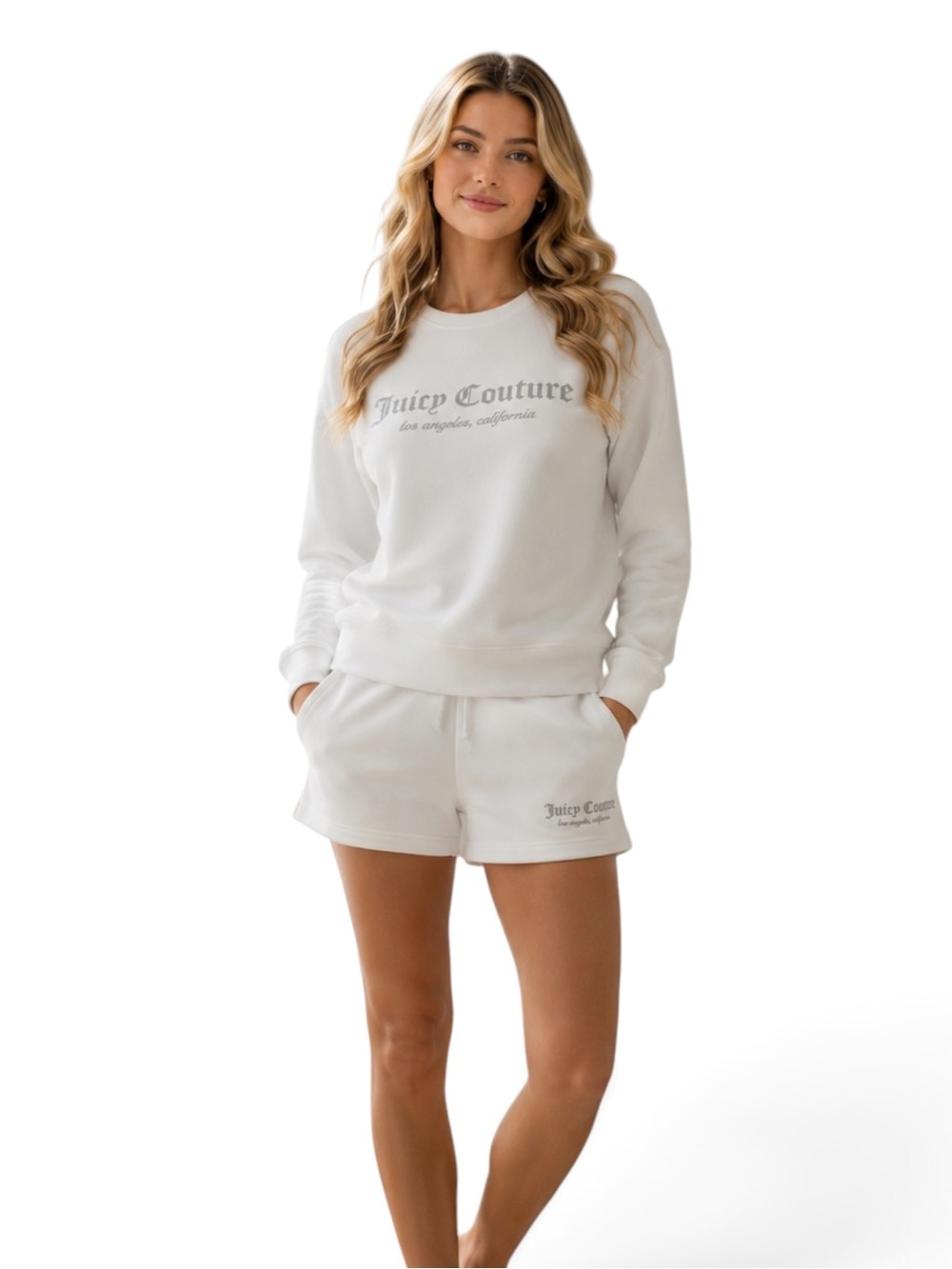 Juicy Couture NWT White Logo Sweatshirt & Shorts Lounge Set